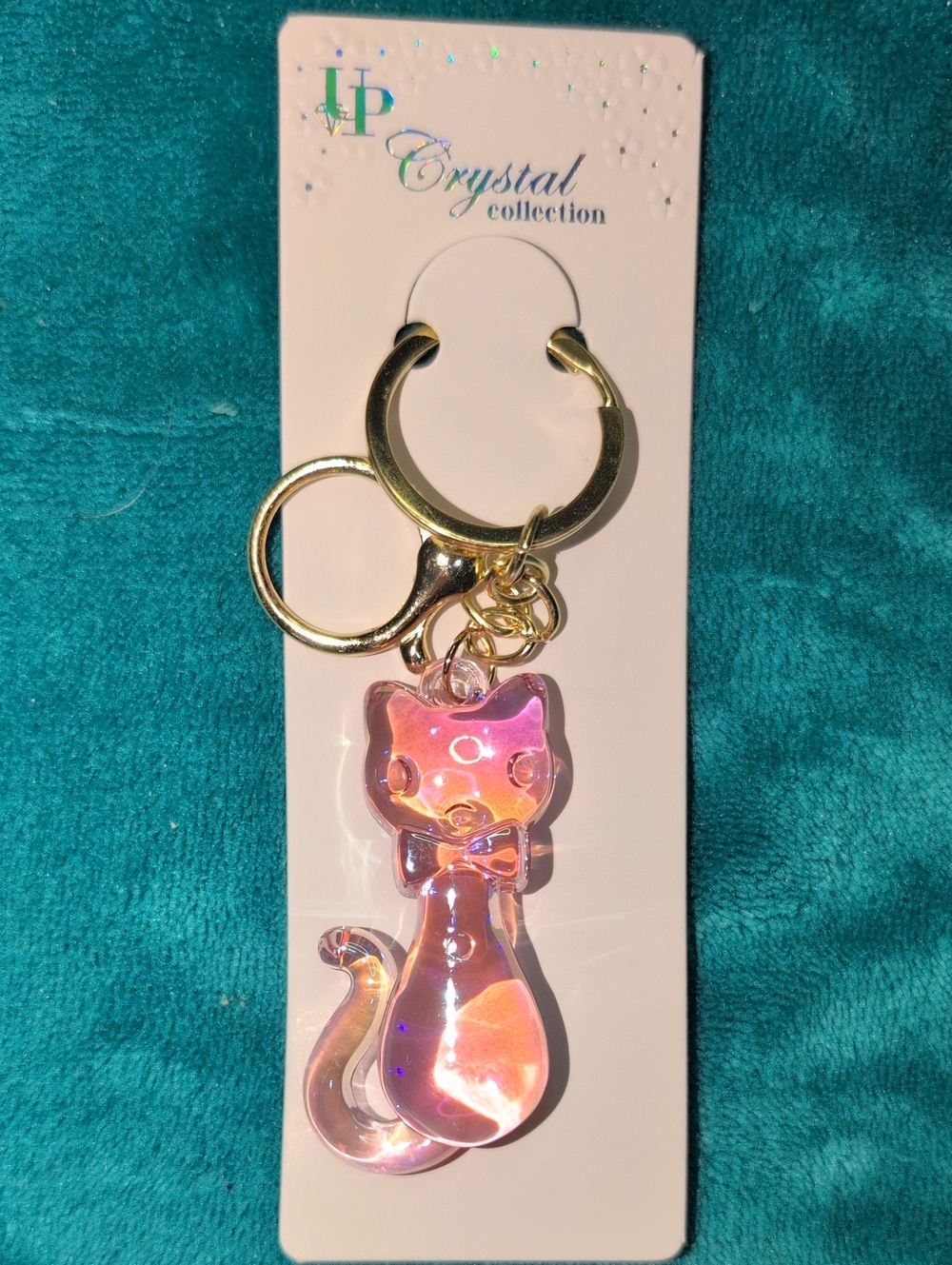 Light Pink Iridescent Cat Keychain Bag Charm